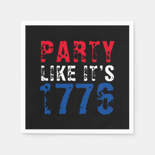 Party wie 1776 rot-blaue Typografie Serviette