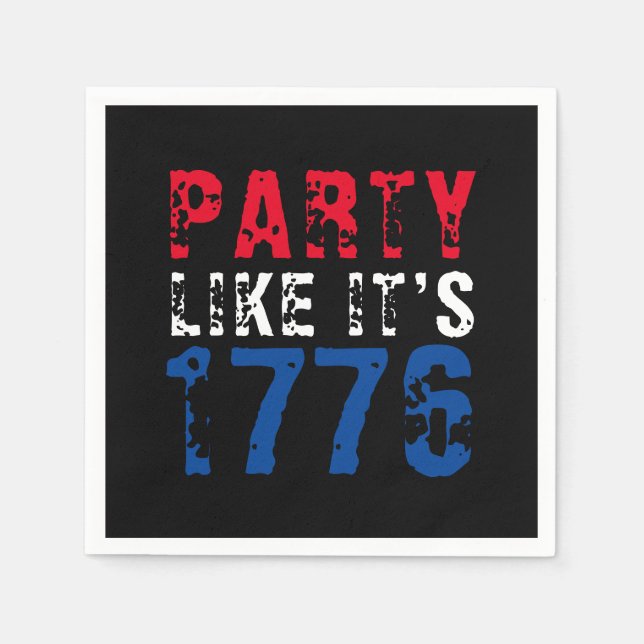 Party wie 1776 rot-blaue Typografie Serviette (Vorderseite)