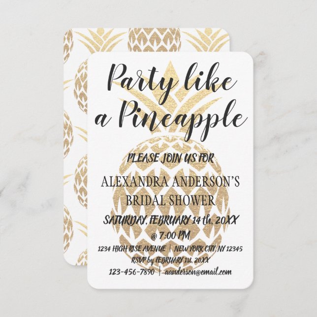Party wie ein Ananas-Brautparty Einladung (Vorne/Hinten)