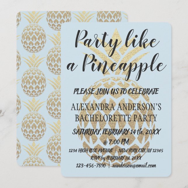 Party wie ein Ananas-Junggeselinnen-Abschied Einladung (Vorne/Hinten)