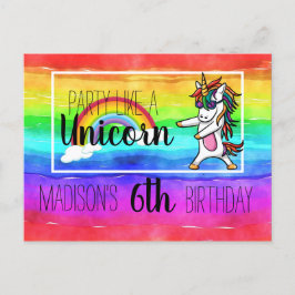 Party wie ein Einhorn zum Geburtstag Einladungspostkarte
