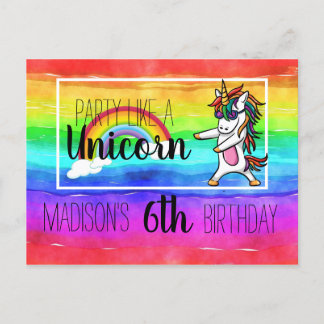 Party wie ein Einhorn zum Geburtstag Einladungspostkarte