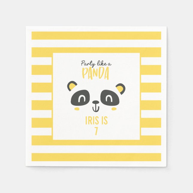 Party wie ein Panda leuchtend bunt Geburtstag Serviette (Vorderseite)