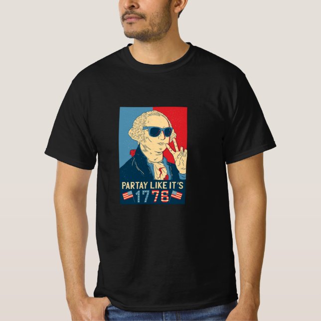 Party wie ein Patriot für Amerikanische Unabhängig T-Shirt (Vorderseite)