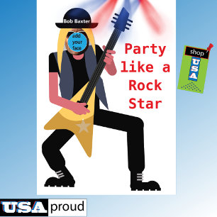 Party wie ein Rockstar 🎸 Füge dein Gesicht 40. Einladung