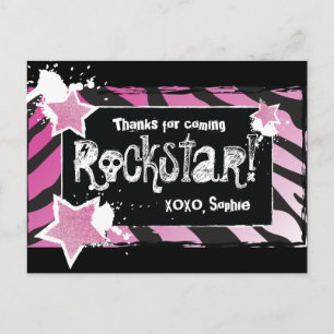 Party wie ein Rockstar - Pink Danke Post Card Postkarte