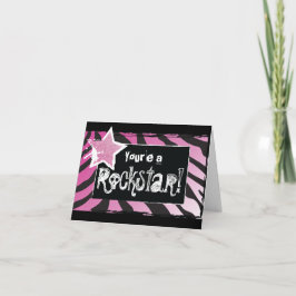 Party wie ein Rockstar - Rosa Dankeskarte