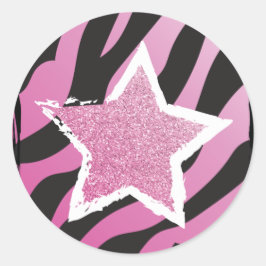 Party wie ein Rockstar - Rosa Glitzer Star Sticker