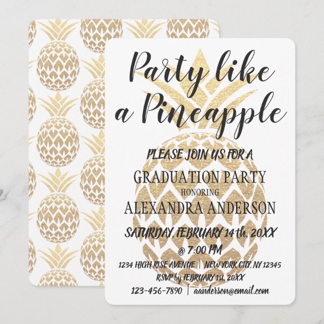 Party wie eine Ananas-Graduierungspartei 2019 Einladung (Vorne/Hinten)