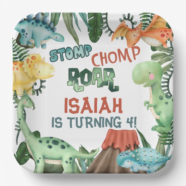 Party wie eine Dinosaurier Geburtstagsparty Pappteller (Vorderseite)