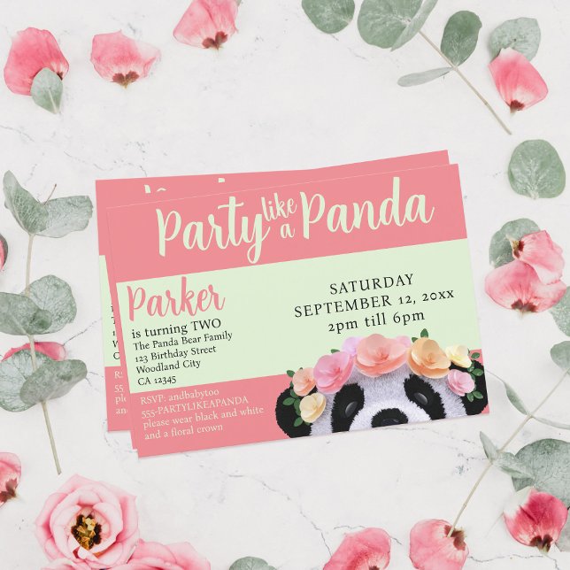 Party wie eine Panda Bärenmädchen zum Geburtstag Einladung (Party like a Panda! (all the best parties have a panda) Just add your details)
