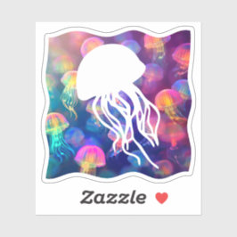 Party wie eine Qualle-Silhouette anpassbar Aufkleber