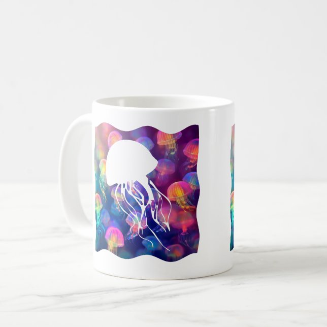 Party wie eine Qualle-Silhouette anpassbar Kaffeetasse (Vorderseite Links)