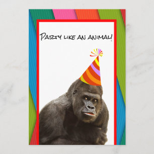 Party wie eine tierische Gorilla mit Hut zum Gebur Einladung