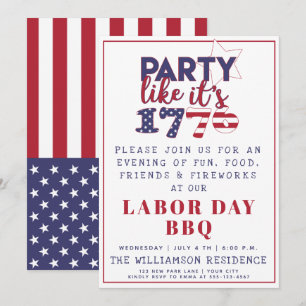 Party wie es ist 1776 American Flag Labour Day GRI Einladung