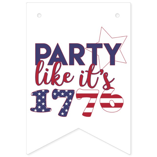 Party wie es ist 1776 - Amerikanische Flag Typogra Wimpelkette (Erste Fahne)