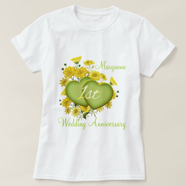 Party-Wildblume zum 1. Hochzeitstag T-Shirt (Design vorne)