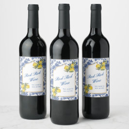 Party Wine Time - Lemon Chinoiserie Weinetikett