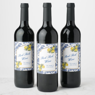 Party Wine Time - Lemon Chinoiserie Weinetikett