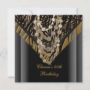 Party Zebra Gold Bronze Wild Black Einladung
