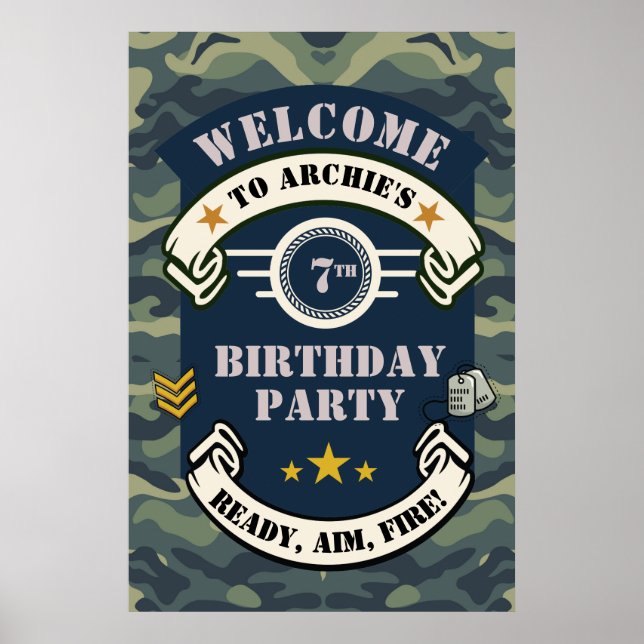 Party-Zeichen der Armee, Willkommensschild in Camo Poster (Vorne)