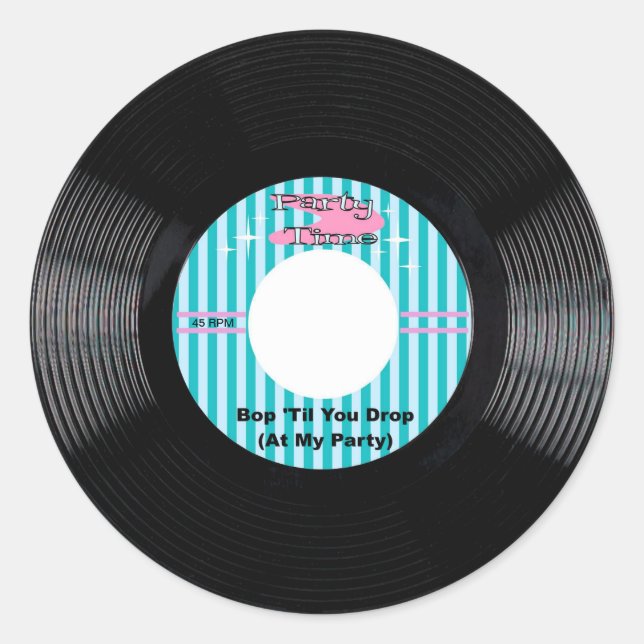 Party Zeit 45 U/min Rekord Runder Aufkleber (Vorderseite)