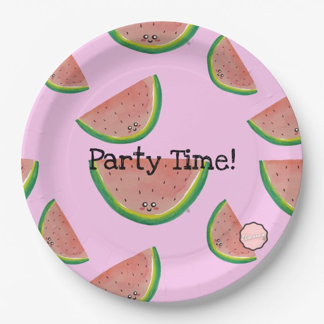 Party Zeit! Kawaii Watermelon Paper Tellers Pappteller (Vorderseite)