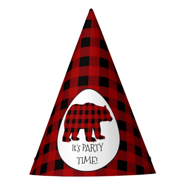 Party Zeit Lumberjack Bärenmuster Papier Hut Partyhütchen (Vorderseite)