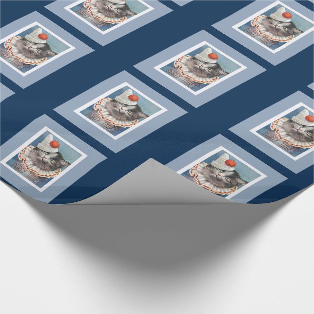 Party-Zeit!  Lustige Katzen-Geschenk-Verpackung Geschenkpapier (Ecke)