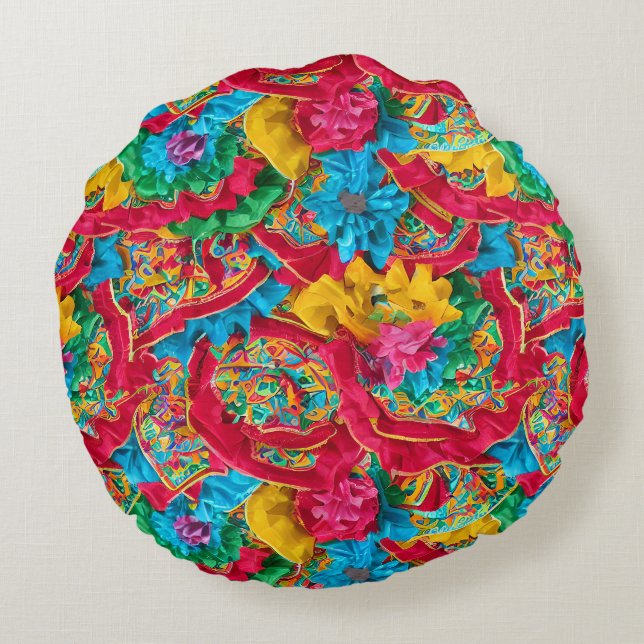 Party-Zeit-Rundkissen Rundes Kissen (Rückseite)