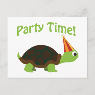 Party Zeit! Schildkröte Einladungspostkarte