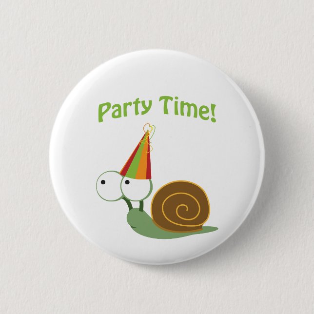 Party Zeit! Schnecke Button (Vorderseite)
