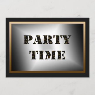 Party-Zeit-Schwarz-GoldLilien-Party Einladung