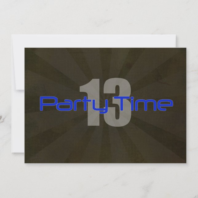 Party-Zeit-Schwarz-grauer Jungen-13. Einladung (Vorderseite)