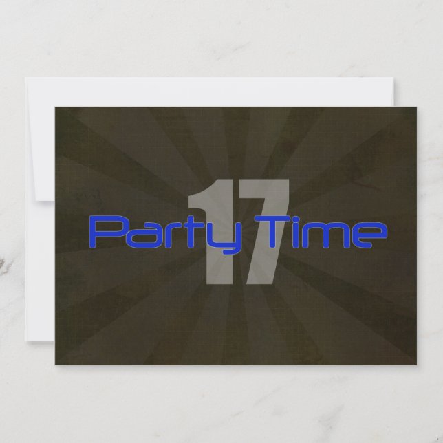 Party-Zeit-Schwarz-grauer Jungen-17. Einladung (Vorderseite)