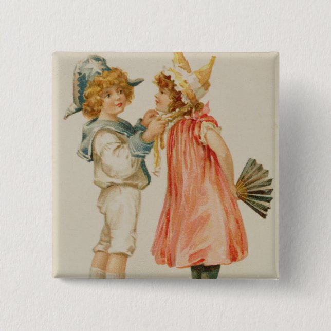 Party-Zeit, Weihnachtspostkarte Button (Vorderseite)