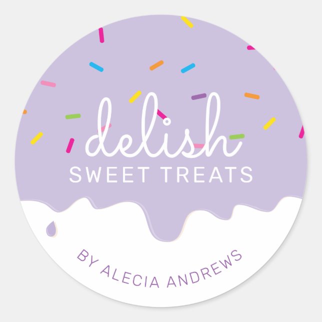 PARTY ZUCKERGUSS TROPFEN niedliche Kuchen Sprinkle Runder Aufkleber (Vorderseite)