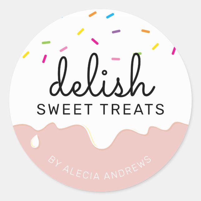 PARTY ZUCKERGUSS TROPFEN niedliche Sprinklen weiß  Runder Aufkleber (Vorderseite)