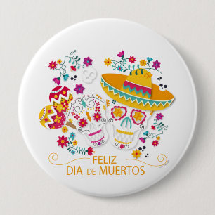 Party Zuckerkulturen und Blume Button