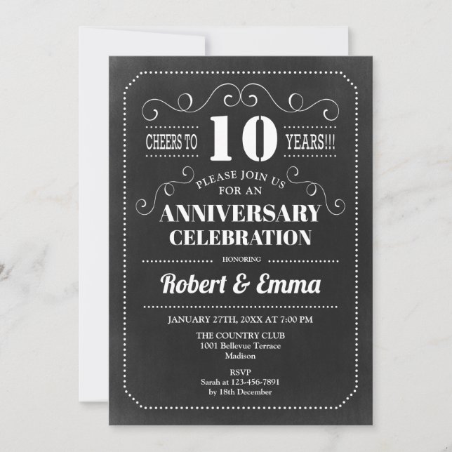 Party zum 10. Hochzeitstag - Halbpension Einladung (Vorderseite)