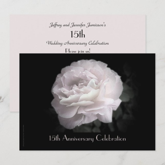 Party zum 15. Jubiläum Elegant Pale Rosa Rose Einladung (Vorne/Hinten)