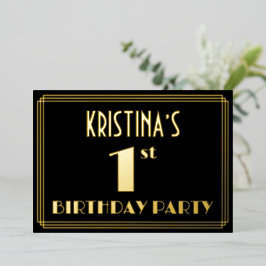Party zum 1. Geburtstag: Art Deco Look "1", w/ Nam Folieneinladung