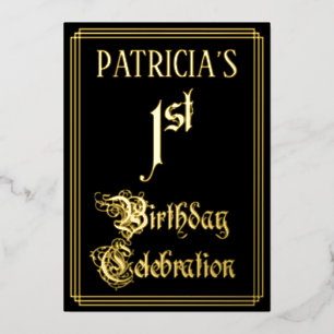 Party zum 1. Geburtstag — Extravagantes Drehbuch u Folieneinladung