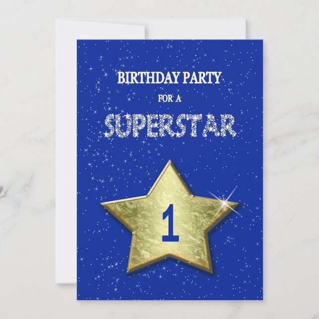 Party zum 1. Geburtstag für einen Superstar Einladung (Vorderseite)