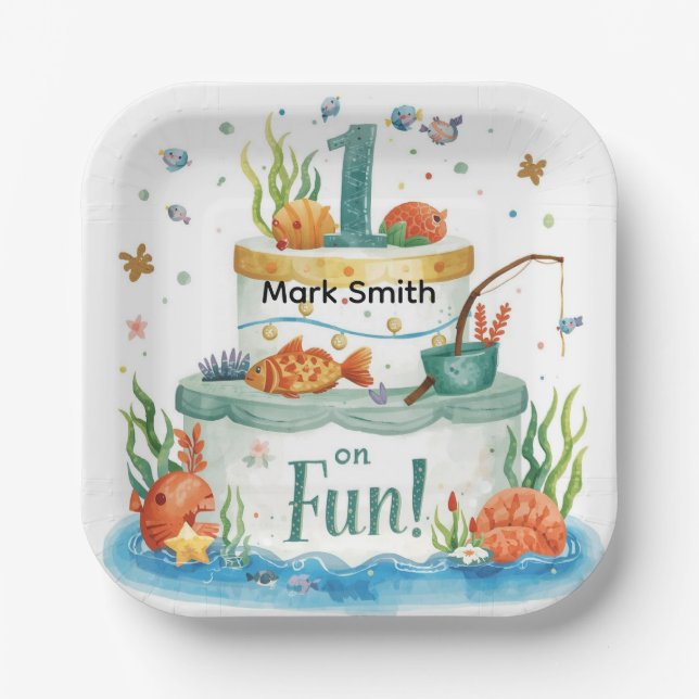 Party zum 1. Geburtstag mit Cake Design Pappteller (Vorderseite)