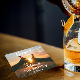 Party zum 21. Geburtstag für Typ jubeln Bier Rechteckiger Pappuntersetzer