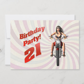 Party zum 21. Geburtstag mit einem Mädel auf einem Einladung