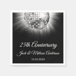 Party zum 25. Geburtstag der Hochzeit Silver Disco Serviette