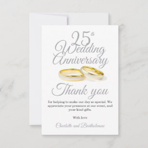 Party zum 25. Hochzeitstag Dankeschön-Karte Dankeskarte