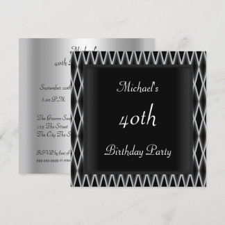 Party zum 40. Geburtstag von Männern Black Red Art Einladung